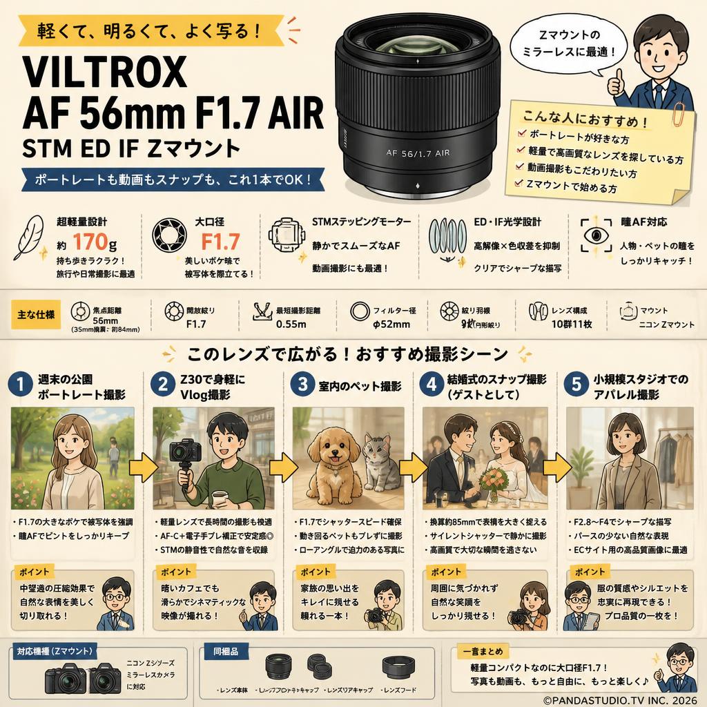 Viltrox AF 56mm F1.7 AIR STM ED IF Zマウント 用途