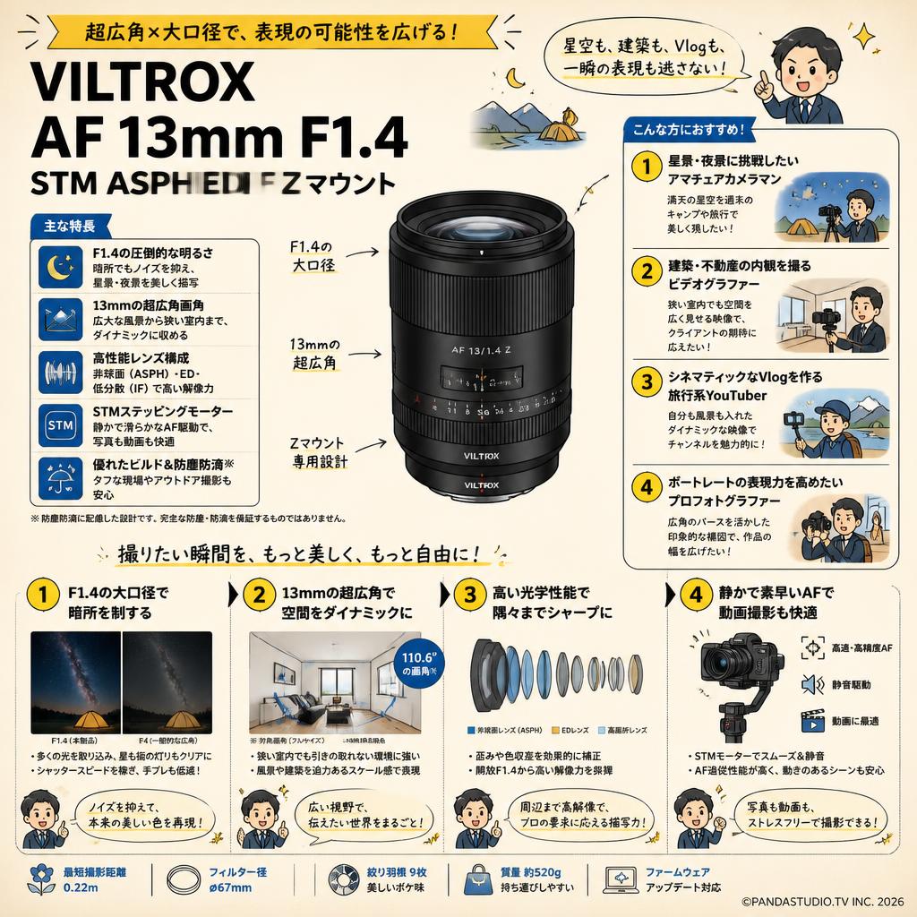Viltrox AF 13mm F1.4 STM ASPH ED IF Zマウント おもな対象のお客様
