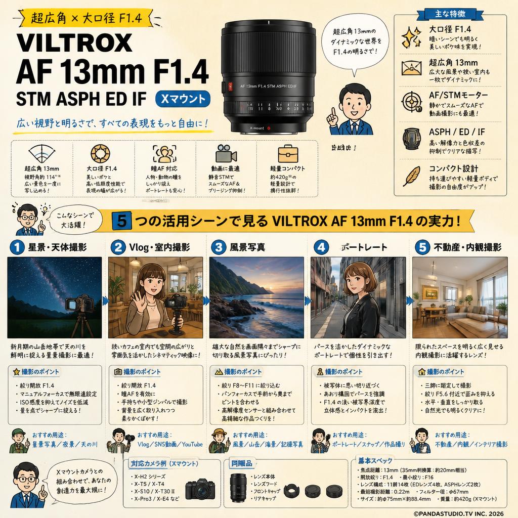 Viltrox AF 13mm F1.4 STM ASPH ED IF Xマウント 用途