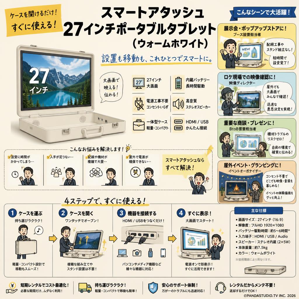 スマートアタッシュ　27インチポータブルタブレット （ウォームホワイト） おもな対象のお客様