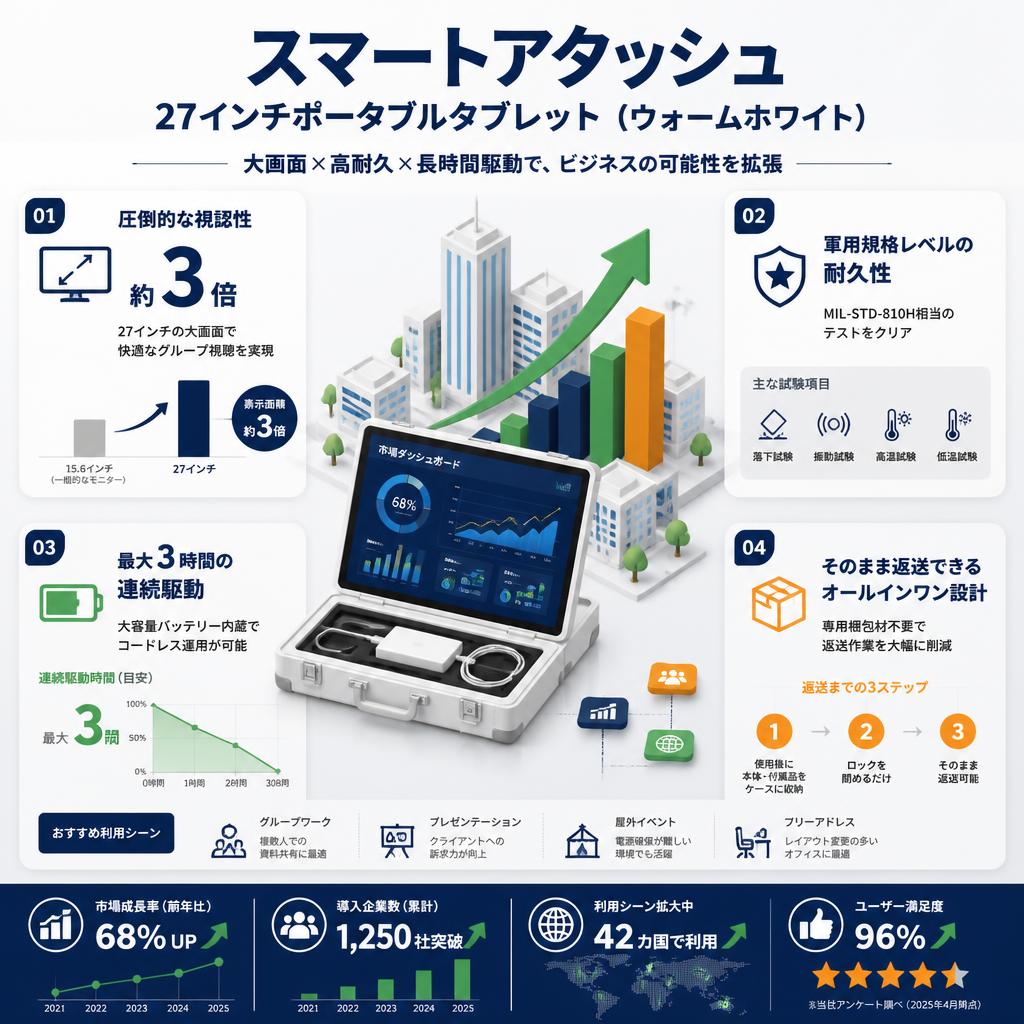 スマートアタッシュ　27インチポータブルタブレット （ウォームホワイト） セールスポイント