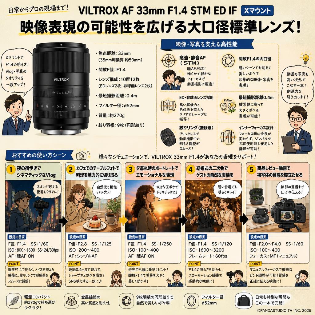 Viltrox AF 33mm F1.4 STM ED IF Xマウント 用途