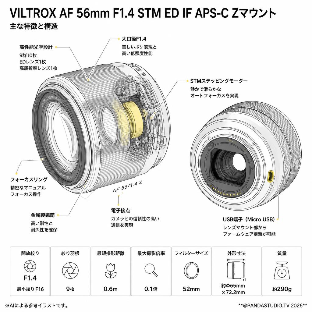 Viltrox AF 56mm F1.4 STM ED IF APS-C Zマウント スペック