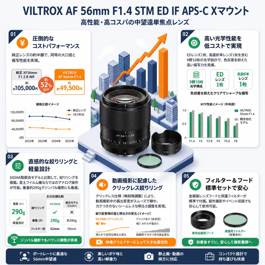 Viltrox AF 56mm F1.4 STM ED IF APS-C Xマウント セールスポイント