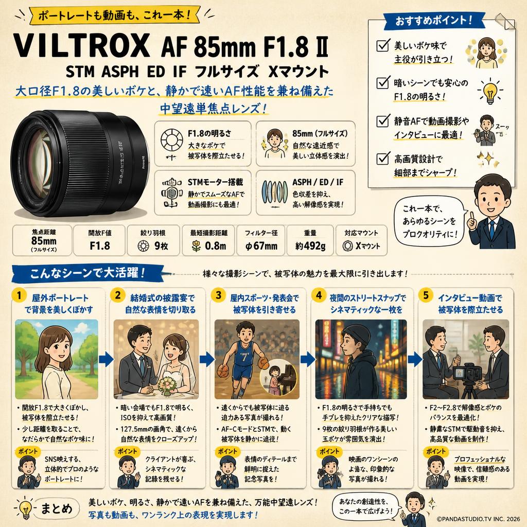 Viltrox AF 85mm F1.8 Ⅱ STM ASPH ED IF フルサイズ Xマウント 用途