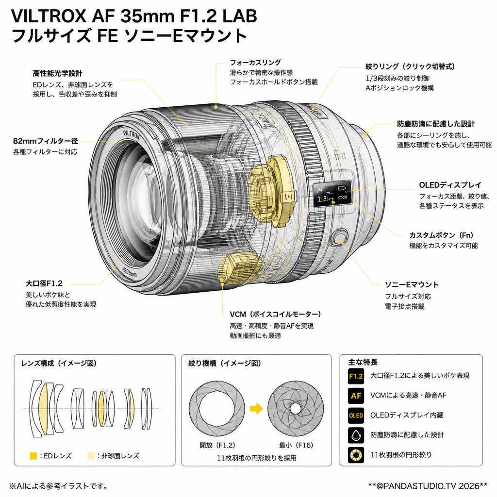 VILTROX AF 35mm F1.2 LAB  フルサイズ FE ソニーEマウント スペック