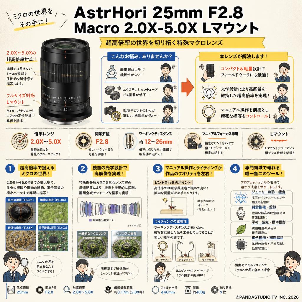 AstrHori 25mm F2.8 Macro 2.0X-5.0X Lマウント 概要