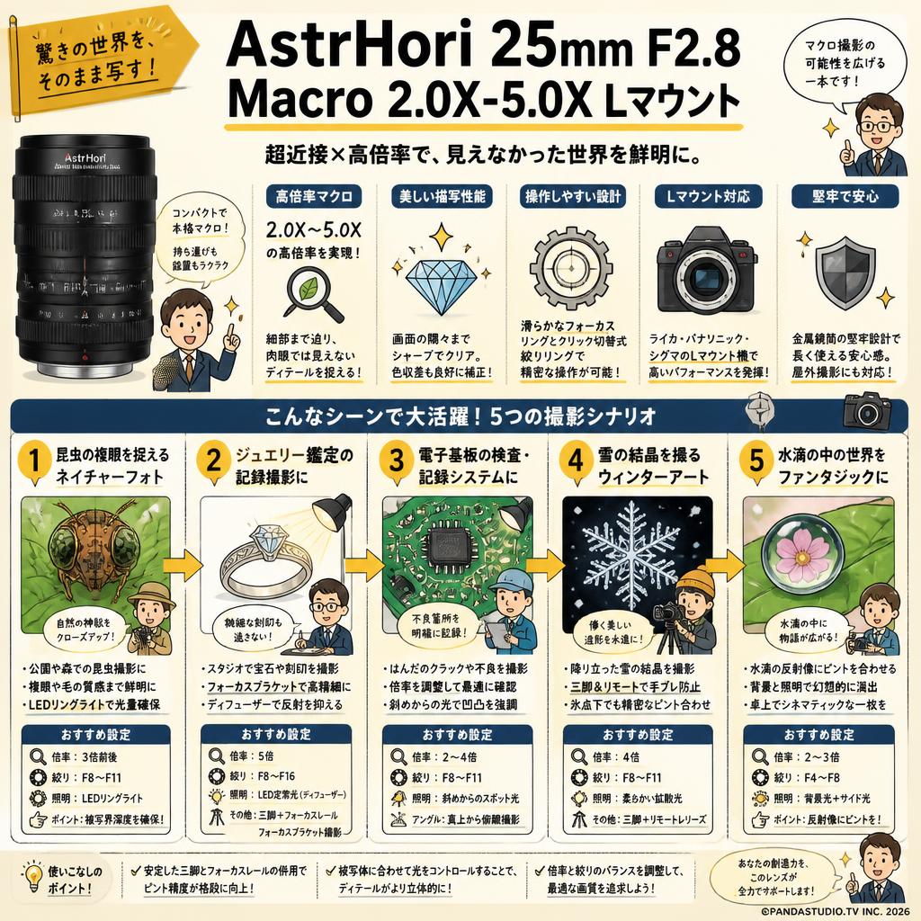 AstrHori 25mm F2.8 Macro 2.0X-5.0X Lマウント 用途