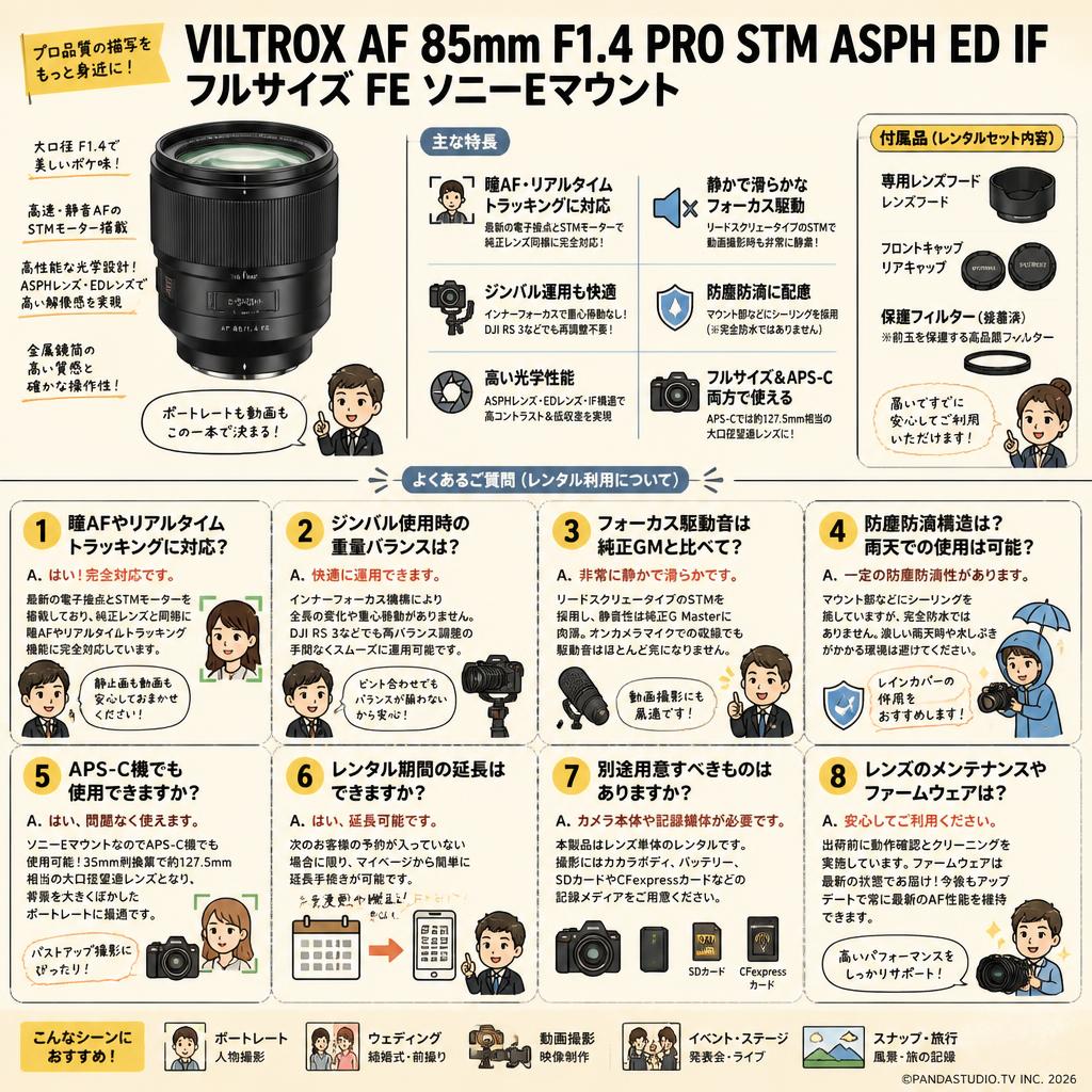 VILTROX AF 85mm F1.4 PRO STM ASPH ED IF フルサイズ FE ソニーEマウント FAQ（よくある質問と答え）