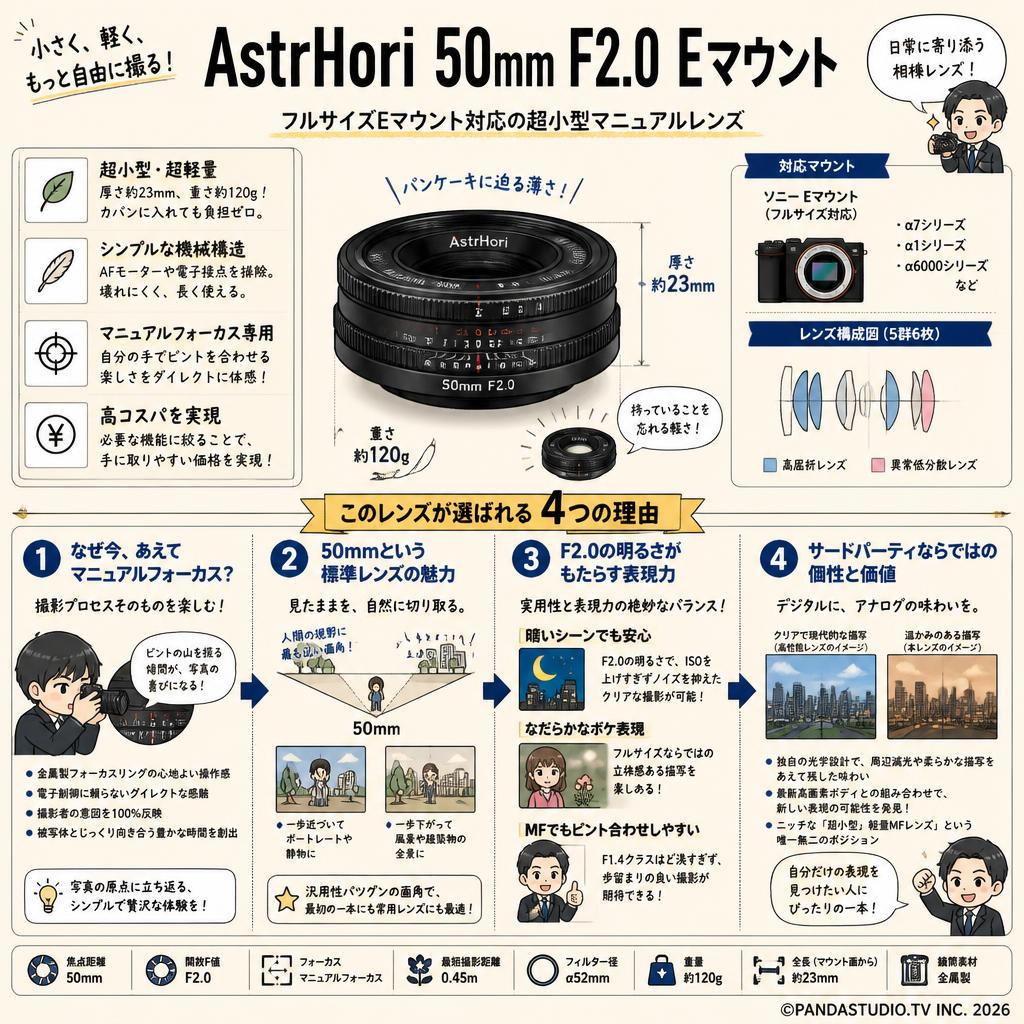 AstrHori 50mm F2.0 Eマウント 概要