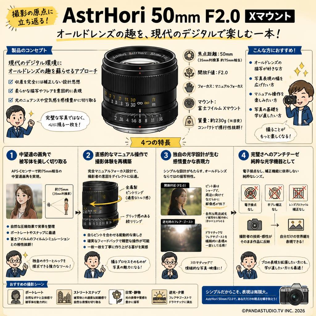 AstrHori 50mm F2.0 Xマウント 概要
