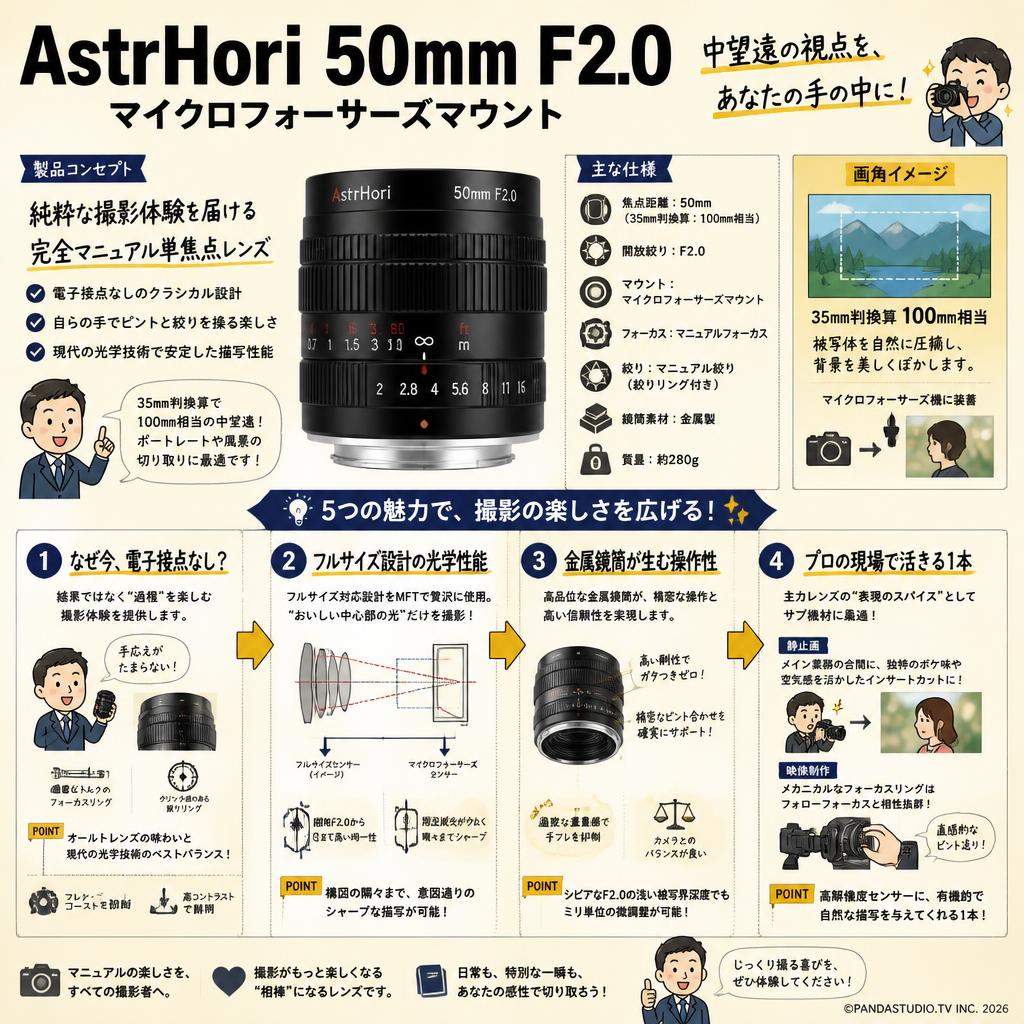 AstrHori 50mm F2.0 マイクロフォーサーズマウント 概要
