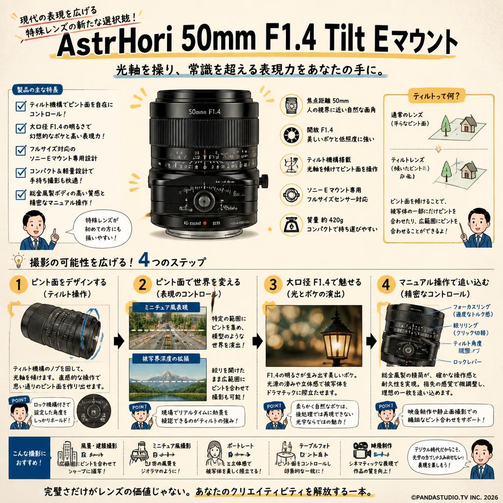 AstrHori 50mm F1.4 Tilt Eマウント 概要