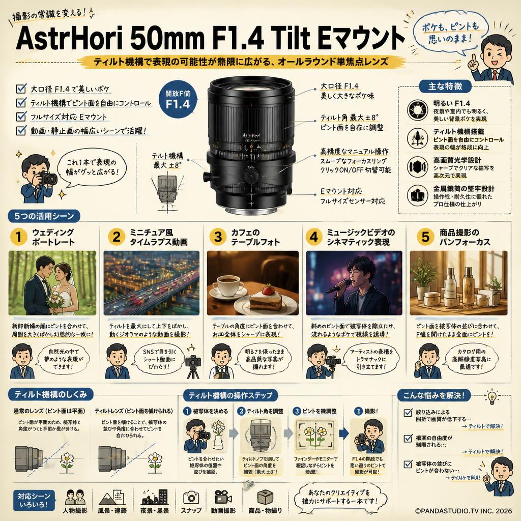 AstrHori 50mm F1.4 Tilt Eマウント 用途