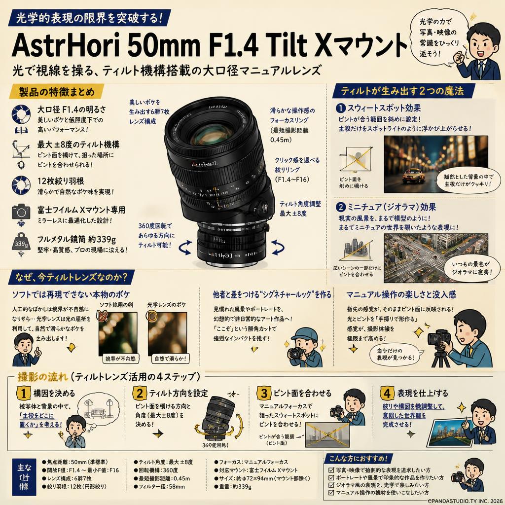 AstrHori 50mm F1.4 Tilt Xマウント 概要
