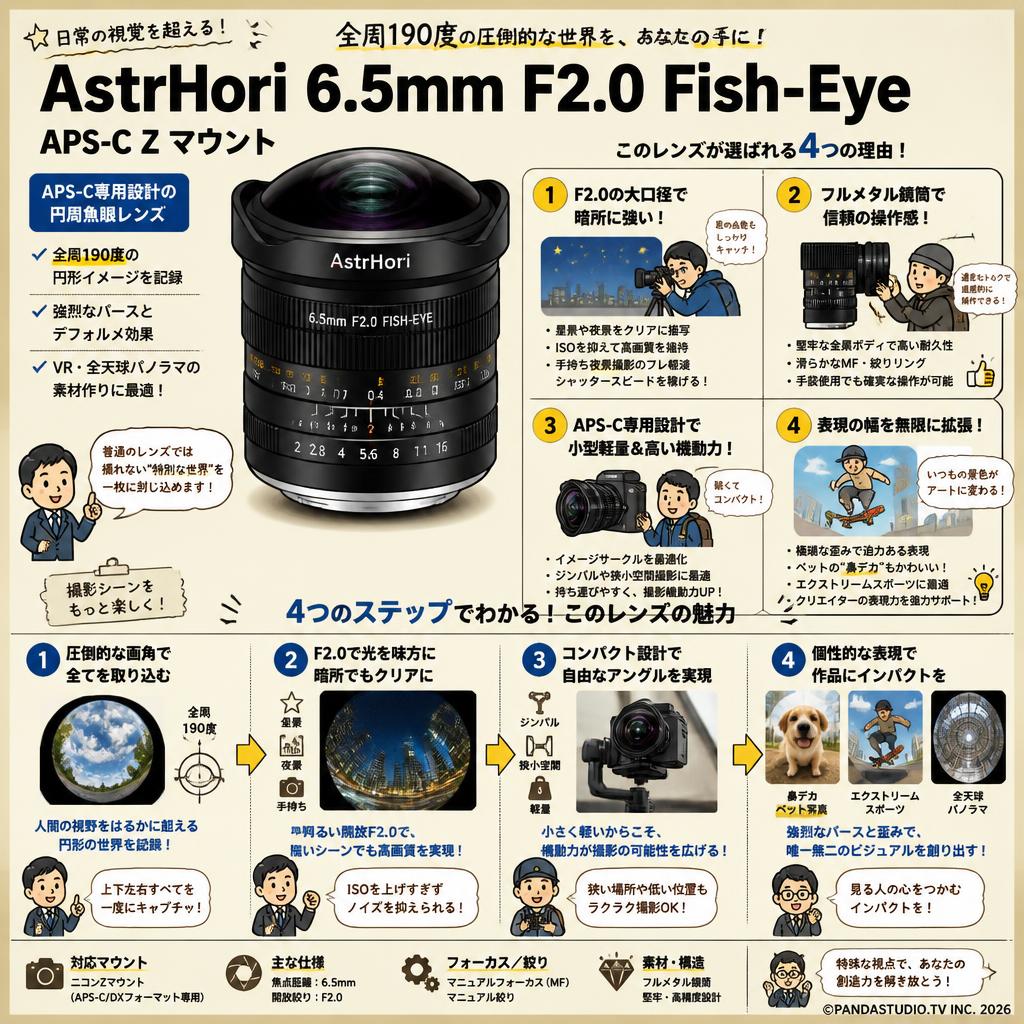 AstrHori 6.5mm F2.0 Fish-Eye APS-C Zマウント 概要