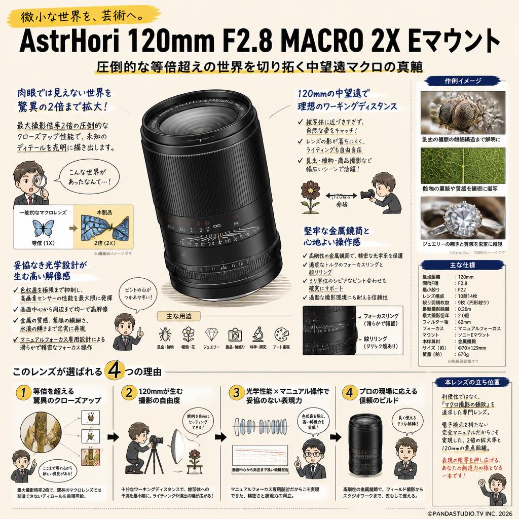 AstrHori 120mm F2.8 MACRO 2X Eマウント 概要