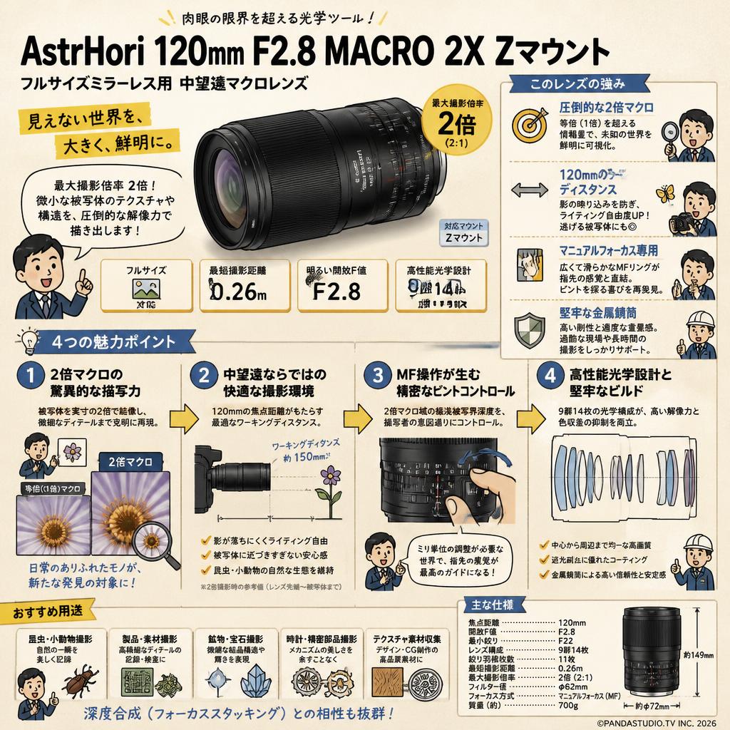 AstrHori 120mm F2.8 MACRO 2X Zマウント 概要