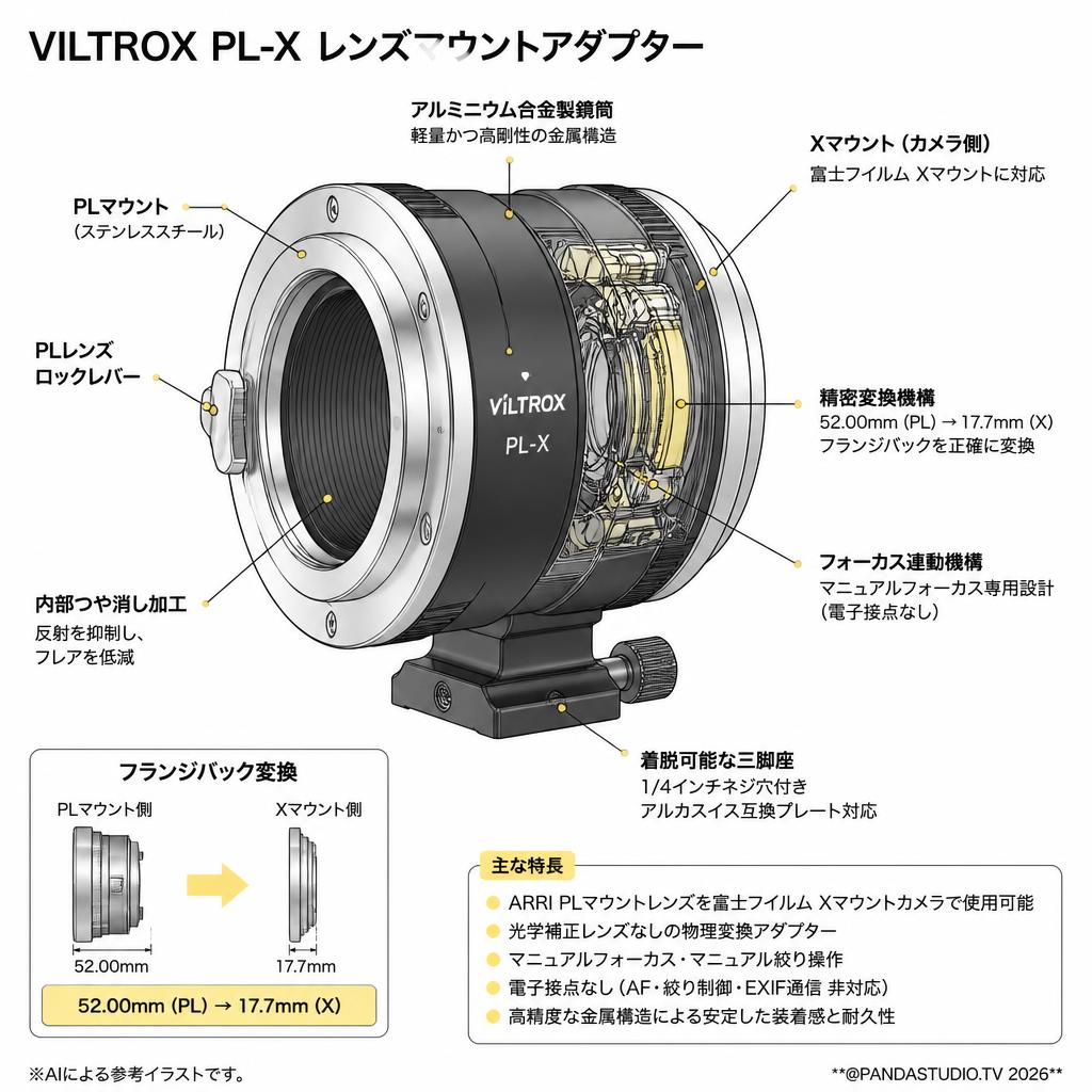 Viltrox PL-X レンズマウントアダプター スペック