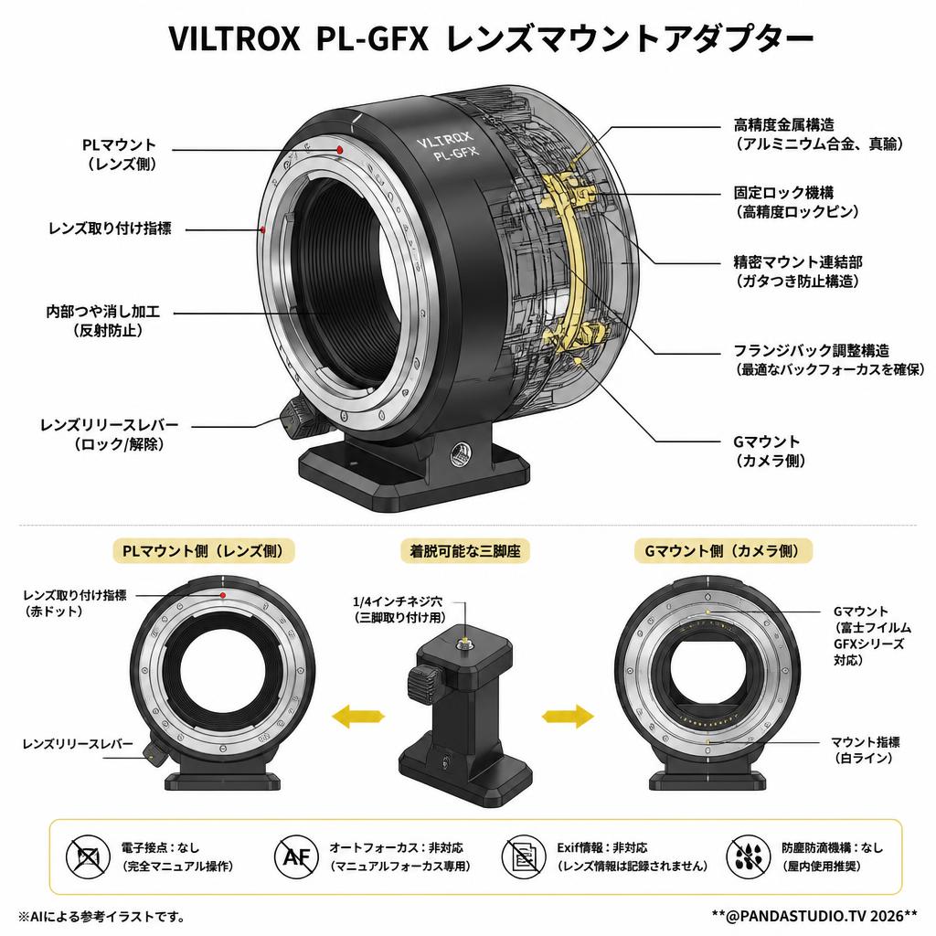 Viltrox PL-GFX レンズマウントアダプター スペック