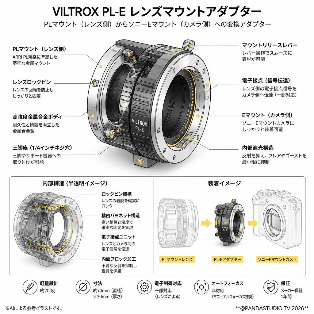 Viltrox PL-E レンズマウントアダプター スペック