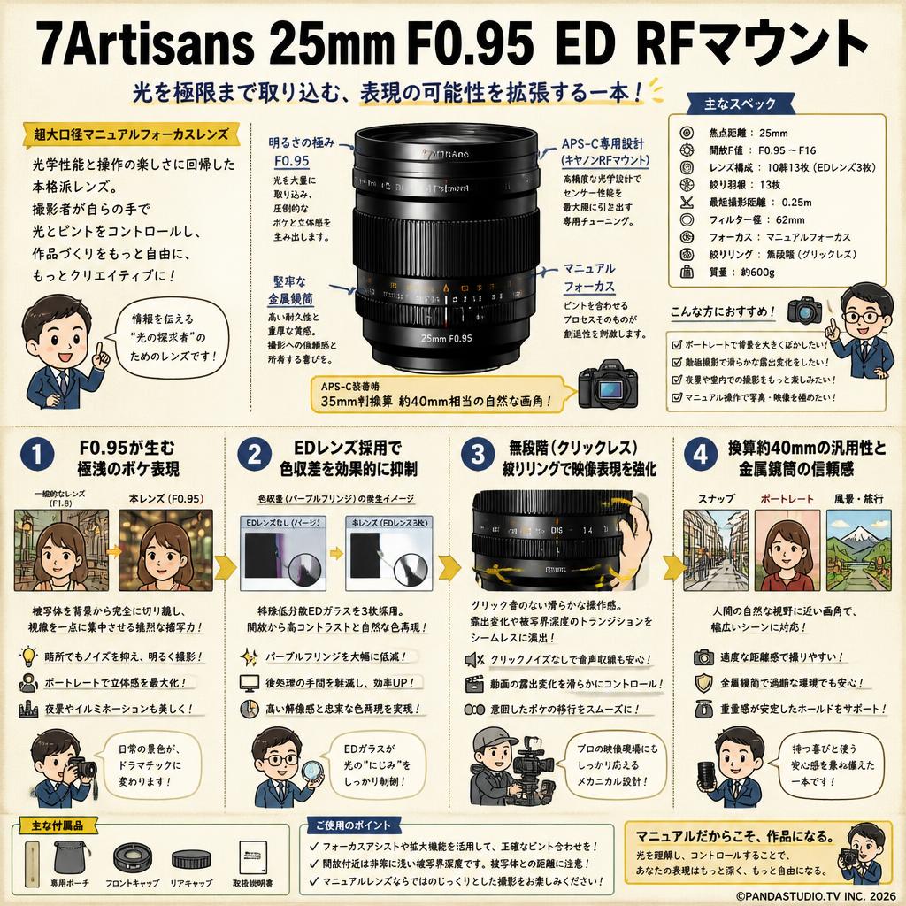 7Artisans 25mm F0.95 ED RFマウント 概要