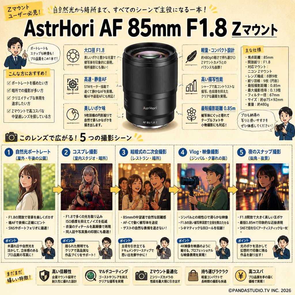 AstrHori AF 85mm F1.8 Zマウント 用途