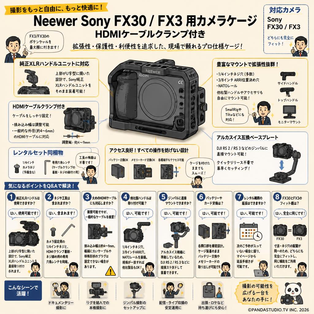 Neewer Sony FX30 / FX3 用カメラケージ HDMIケーブルクランプ付き FAQ（よくある質問と答え）