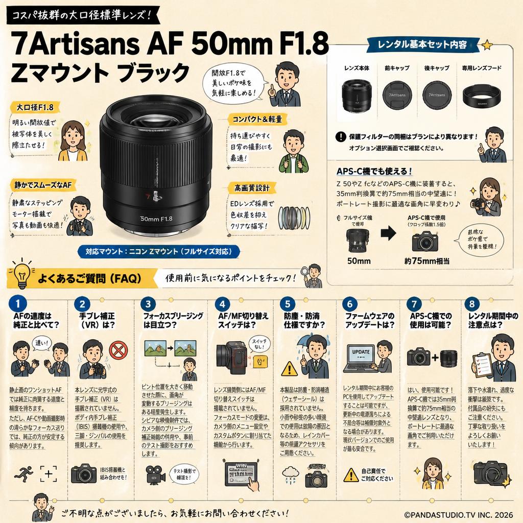 7Artisans AF 50mm F1.8  Zマウント ブラック FAQ（よくある質問と答え）