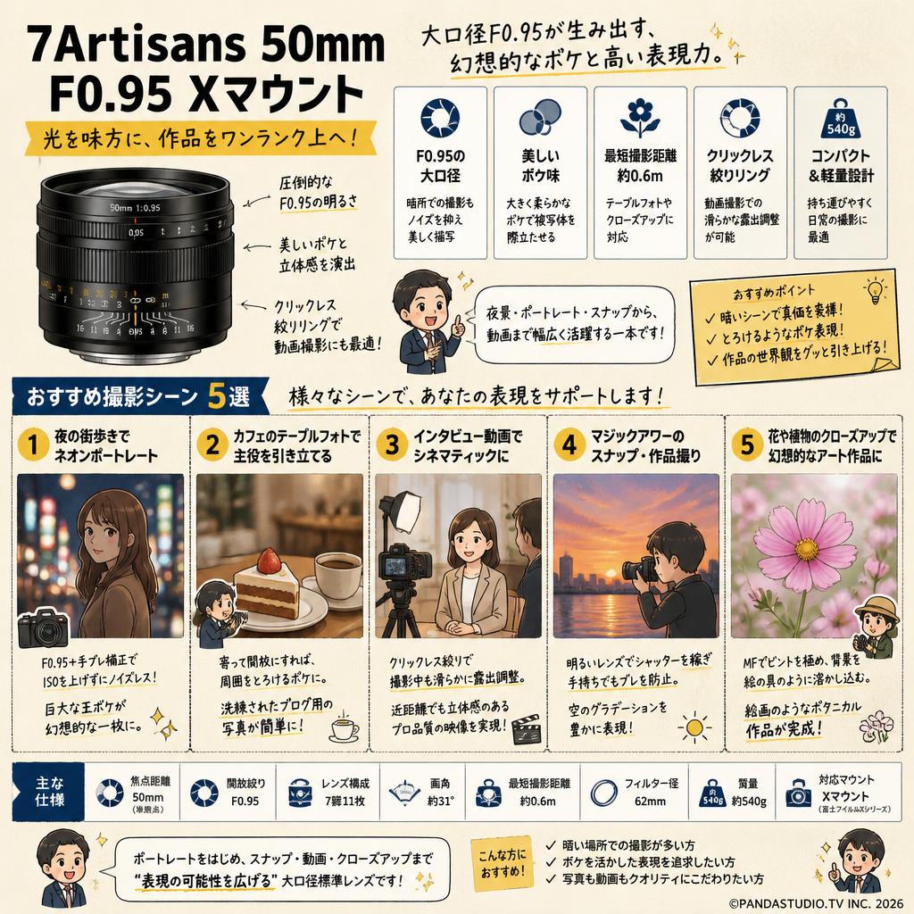 7Artisans 50mm F0.95 Xマウント 用途