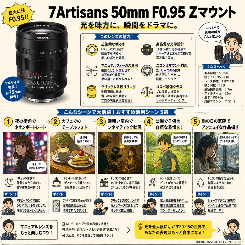 7Artisans 50mm F0.95 Zマウント 用途