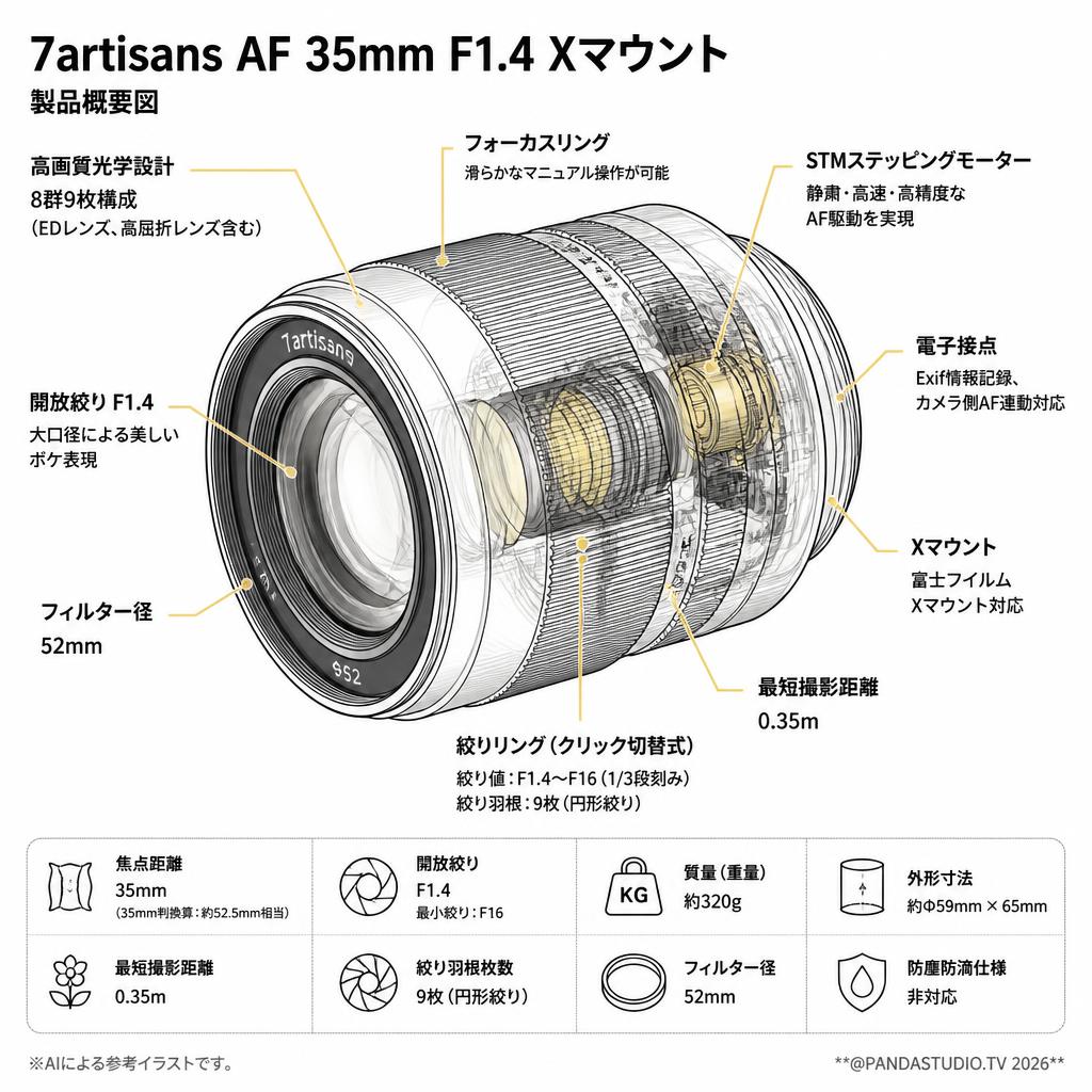 7artisans AF 35mm F1.4 Xマウント スペック