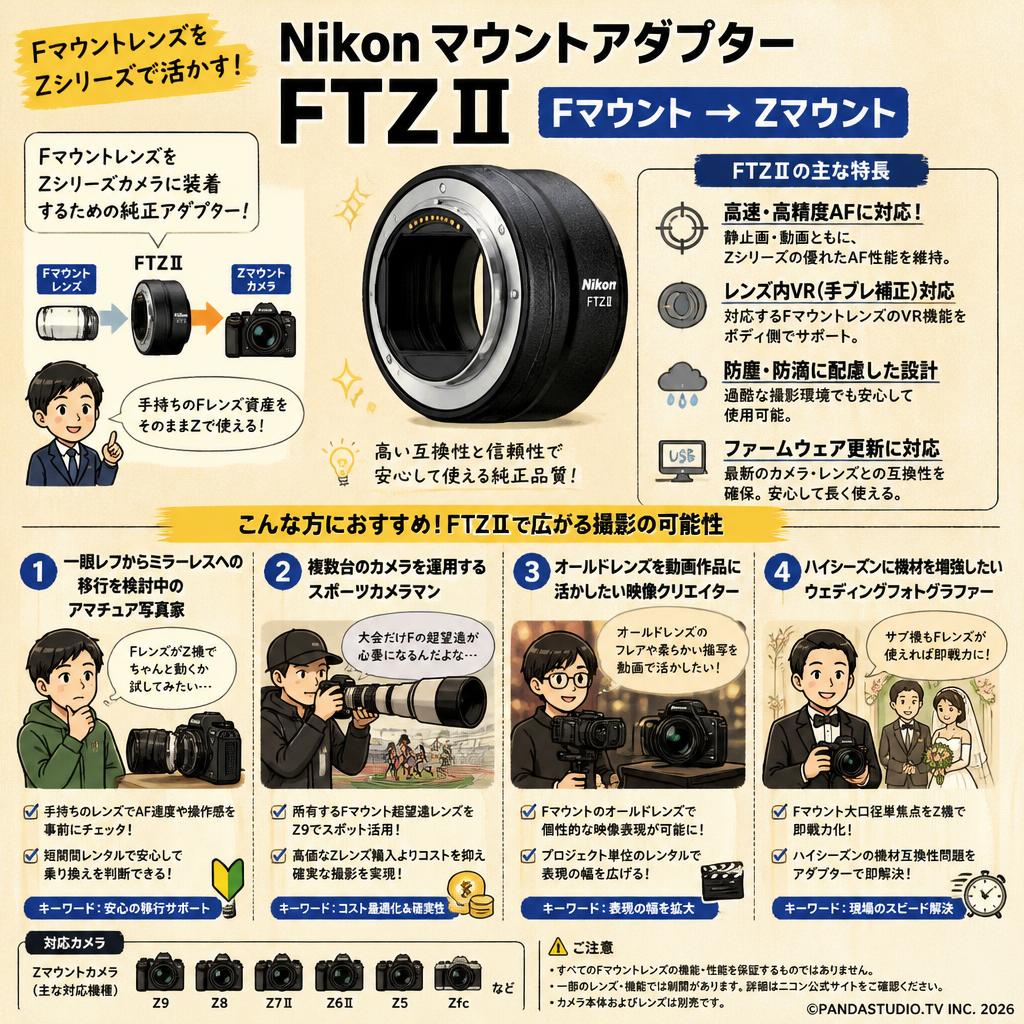 Nikon マウントアダプターFTZⅡ FTZ2 Fマウント→Zマウント おもな対象のお客様