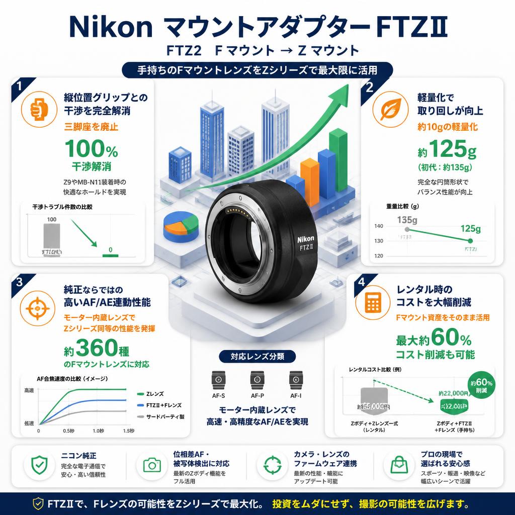 Nikon マウントアダプターFTZⅡ FTZ2 Fマウント→Zマウント セールスポイント