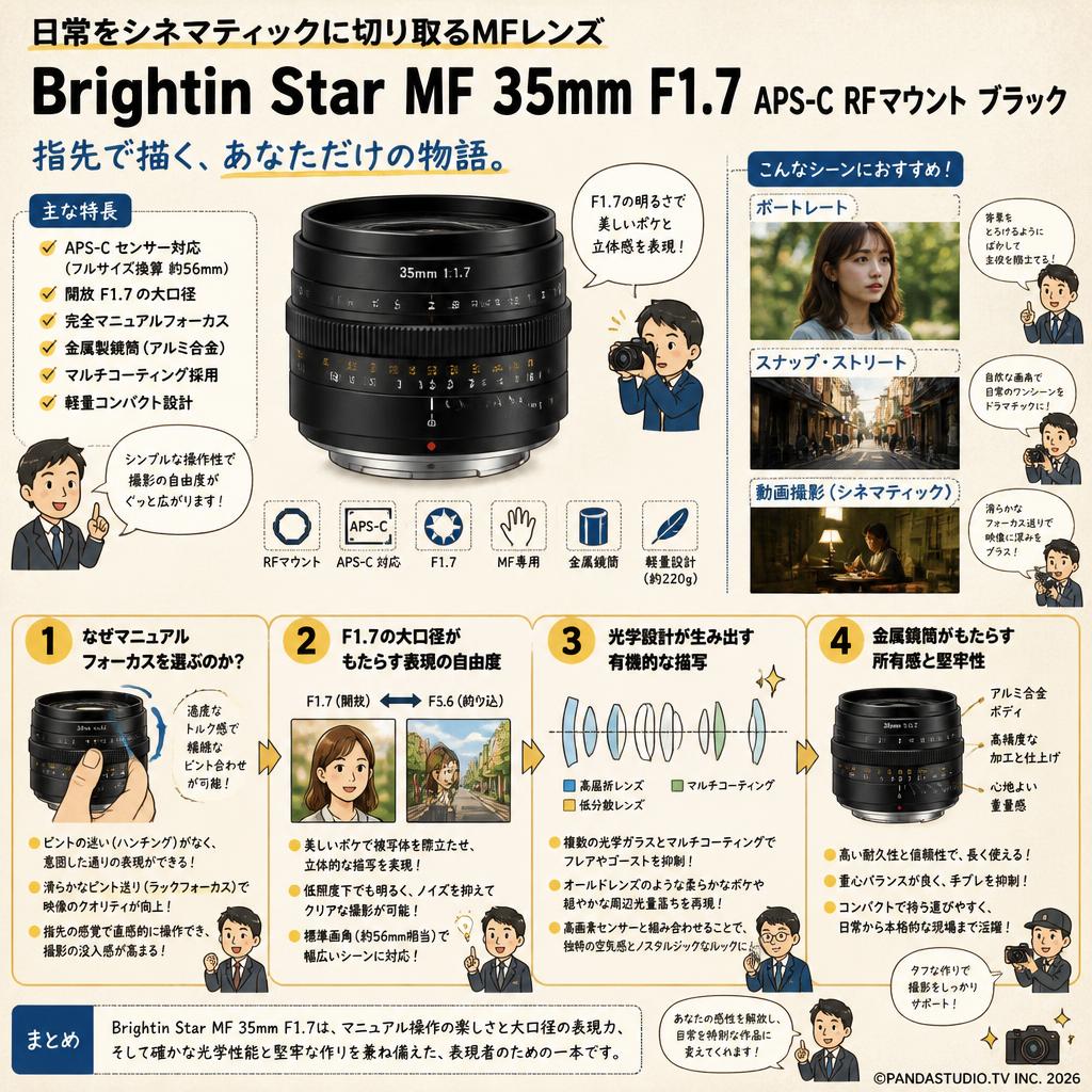 Brightin Star MF 35mm F1.7 APS-C RFマウント ブラック 概要