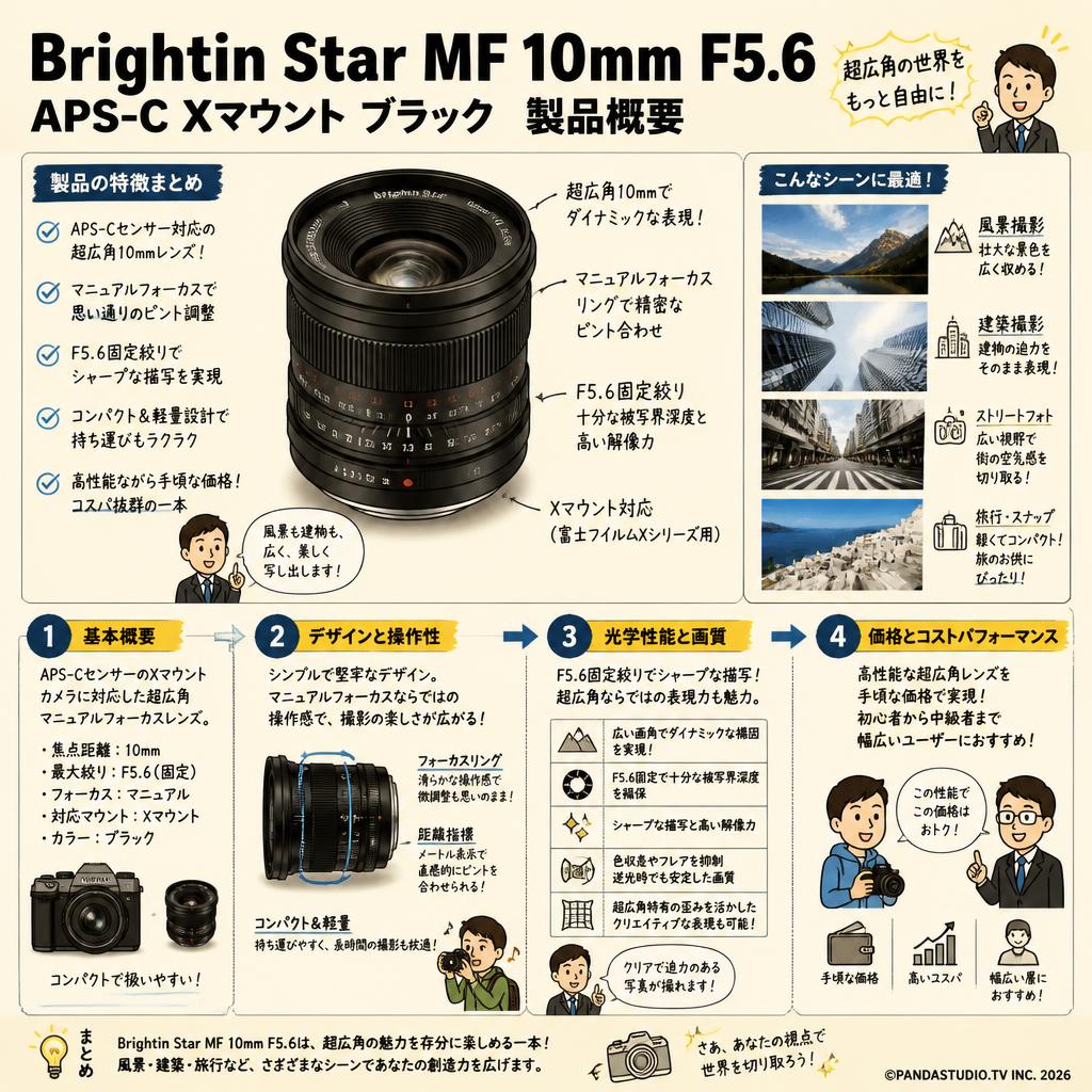 Brightin Star MF 10mm F5.6 APS-C Xマウント ブラック 概要