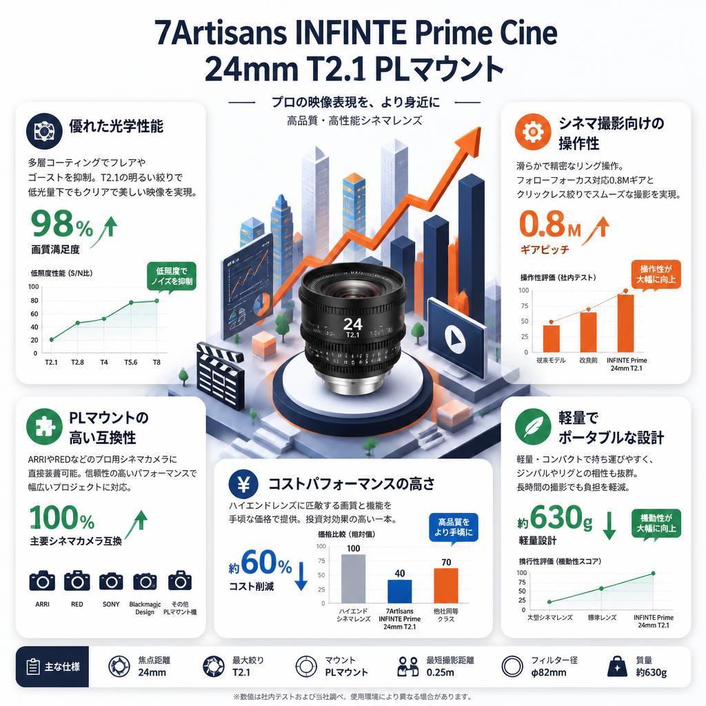 7Artisans INFINTE Prime Cine 24mm T2.1 PLマウント セールスポイント