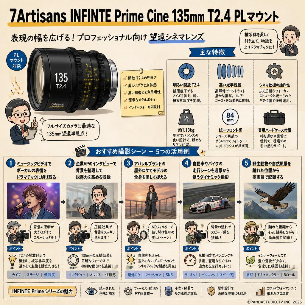 7Artisans INFINTE Prime Cine 135mm T2.4 PLマウント 用途