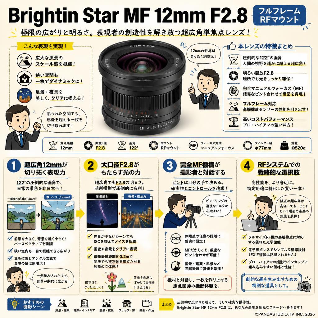 Brightin Star MF 12mm F2.8 フルフレーム RFマウント 概要