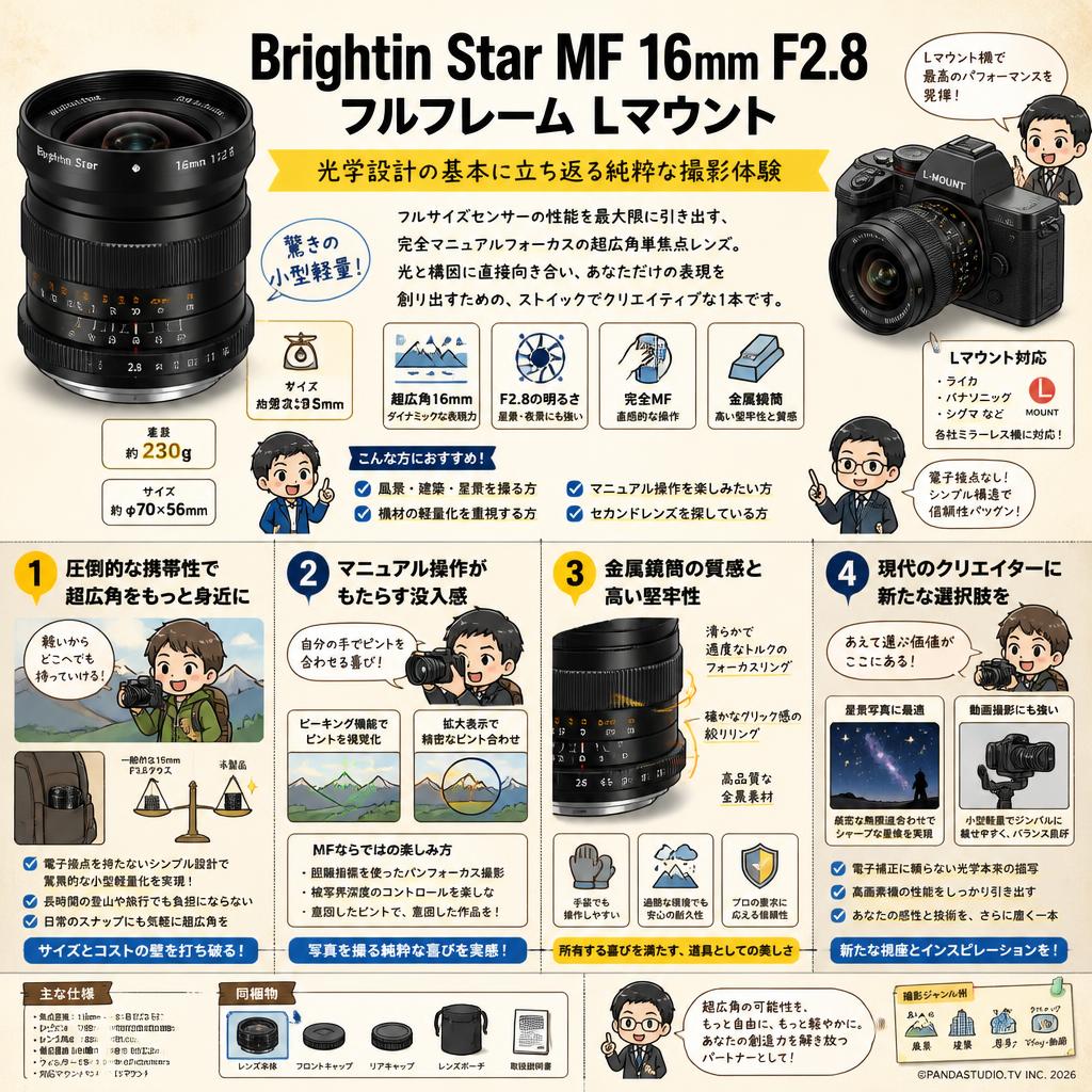 Brightin Star MF 16mm F2.8 フルフレーム Lマウント 概要
