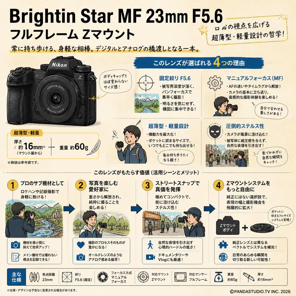 Brightin Star MF 23mm F5.6 フルフレーム Zマウント 概要