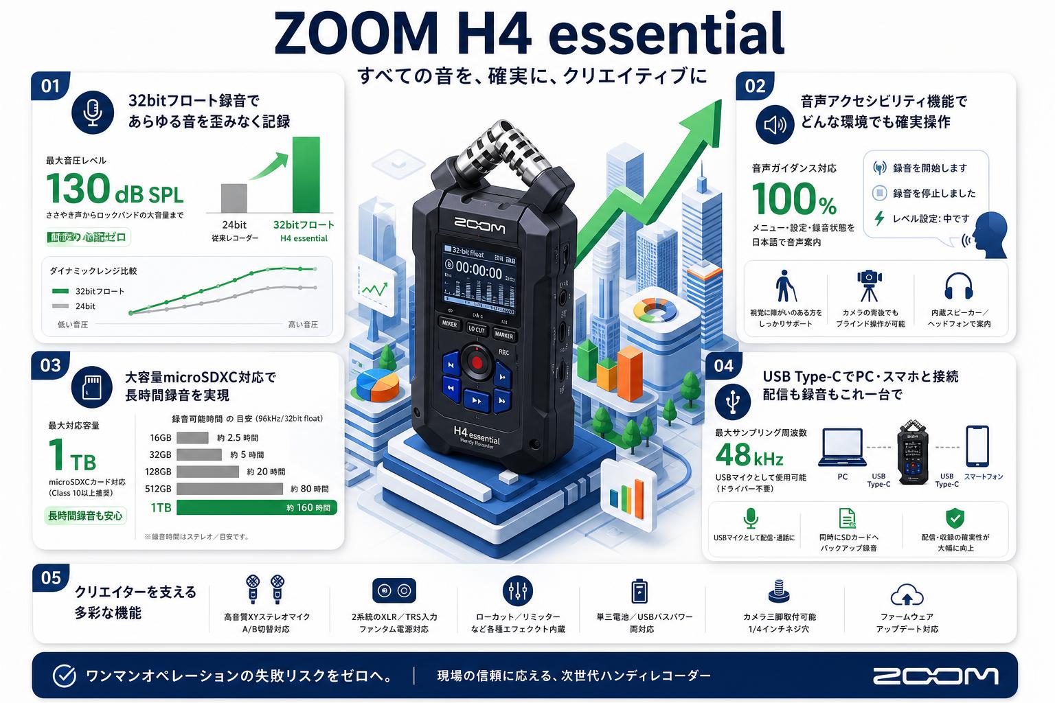 ZOOM H4 essential セールスポイント