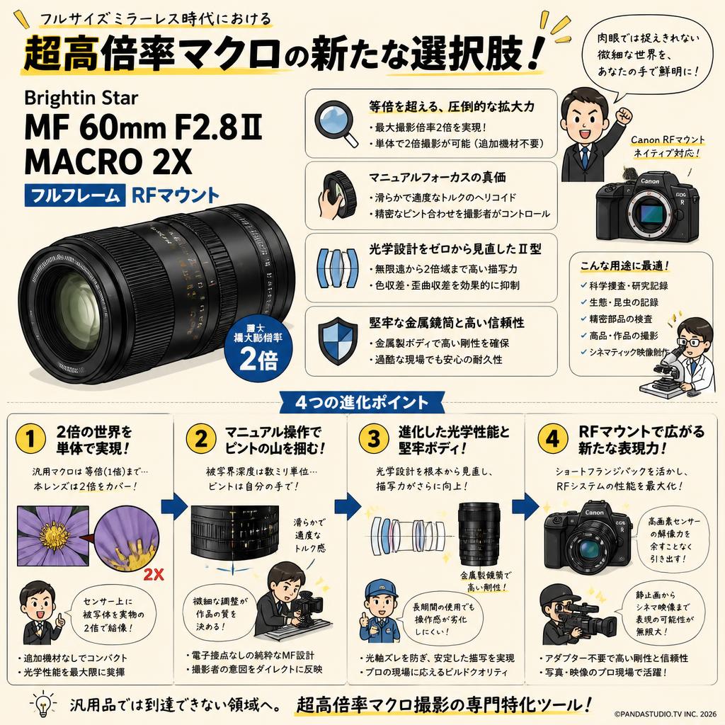 Brightin Star MF 60mm F2.8Ⅱ MACRO 2X フルフレーム  RFマウント 概要