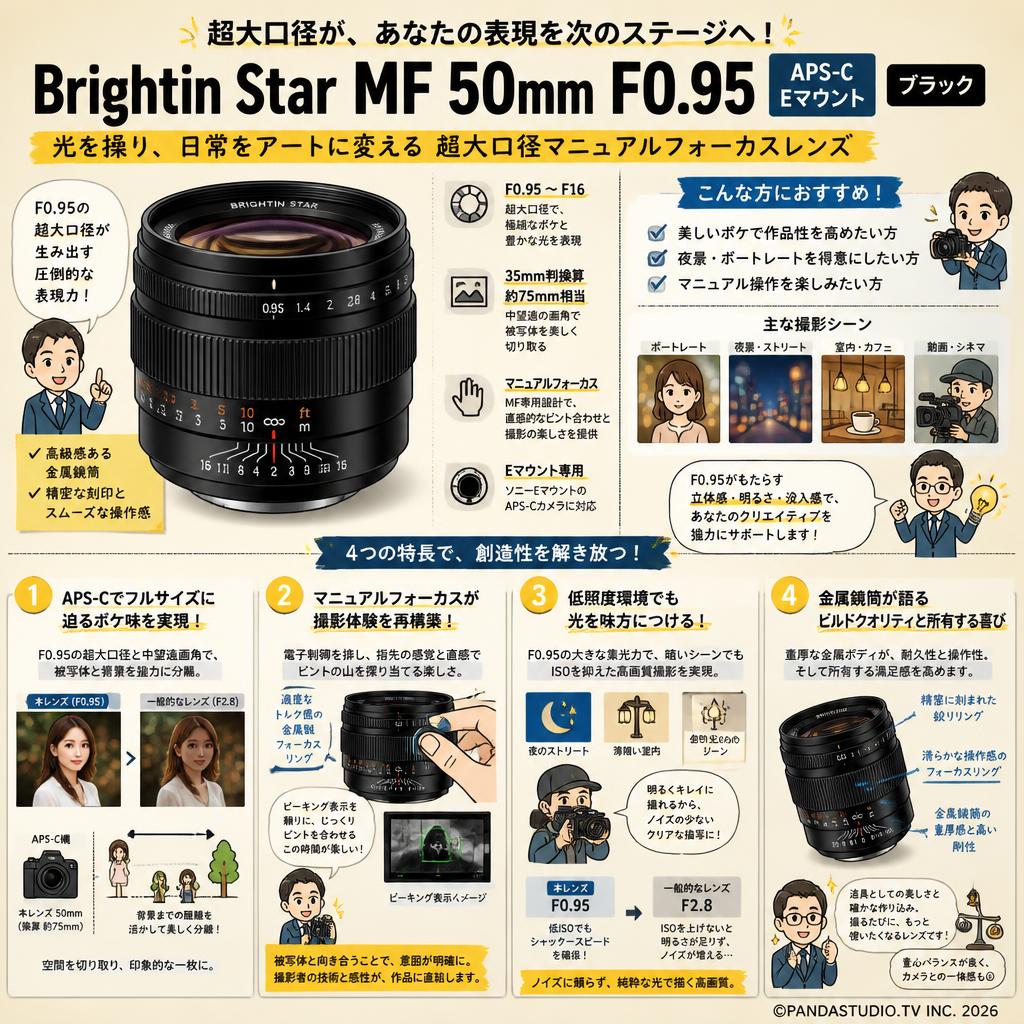 Brightin Star MF 50mm F0.95  APS-C  Eマウント ブラック 概要