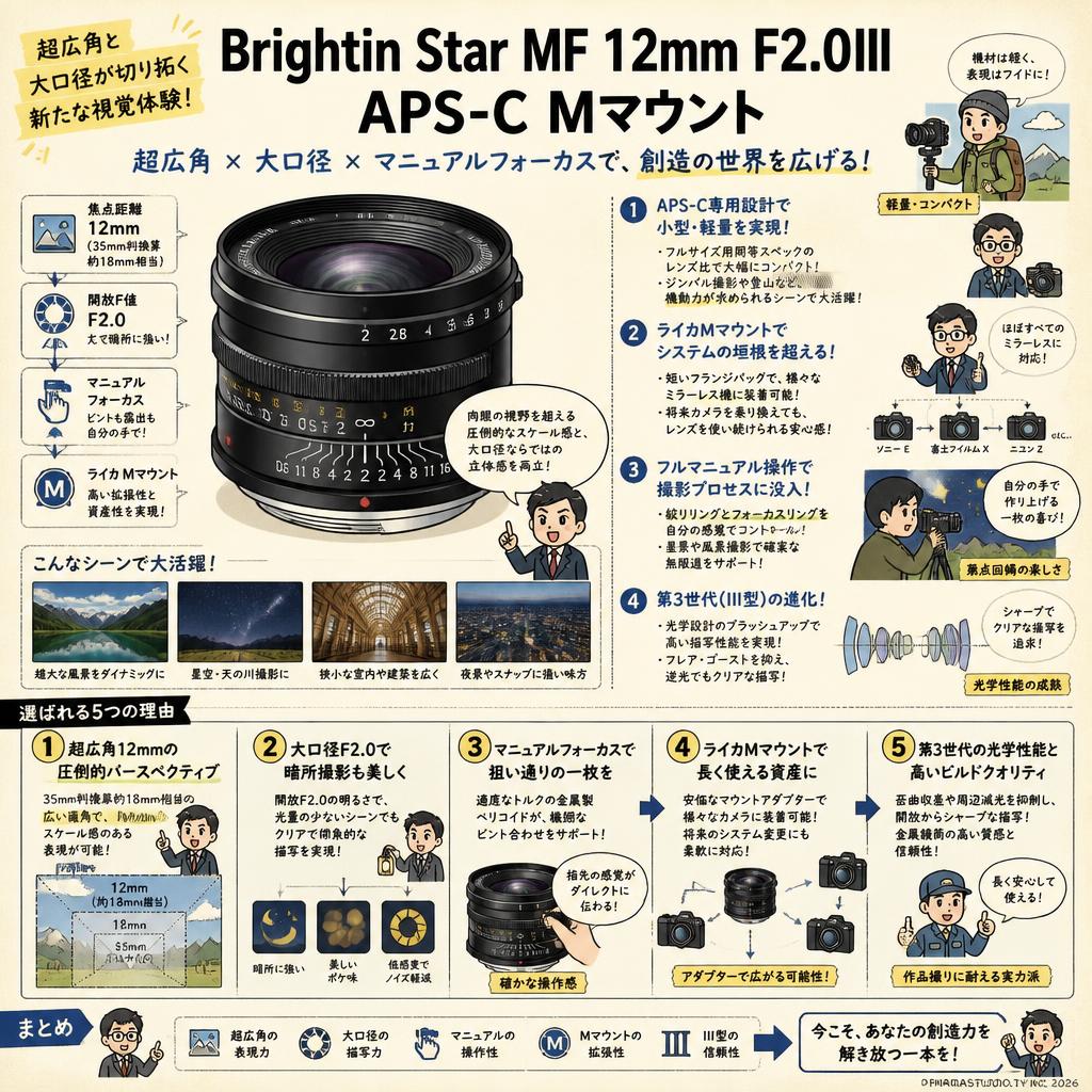 Brightin Star MF 12mm F2.0III APS-C Mマウント 概要