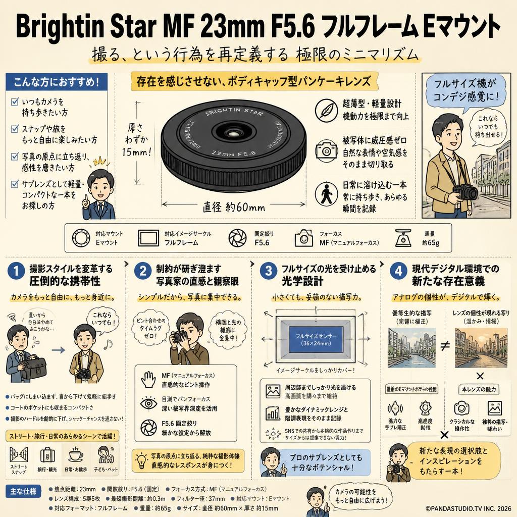 Brightin Star MF 23mm F5.6 フルフレーム Eマウント 概要