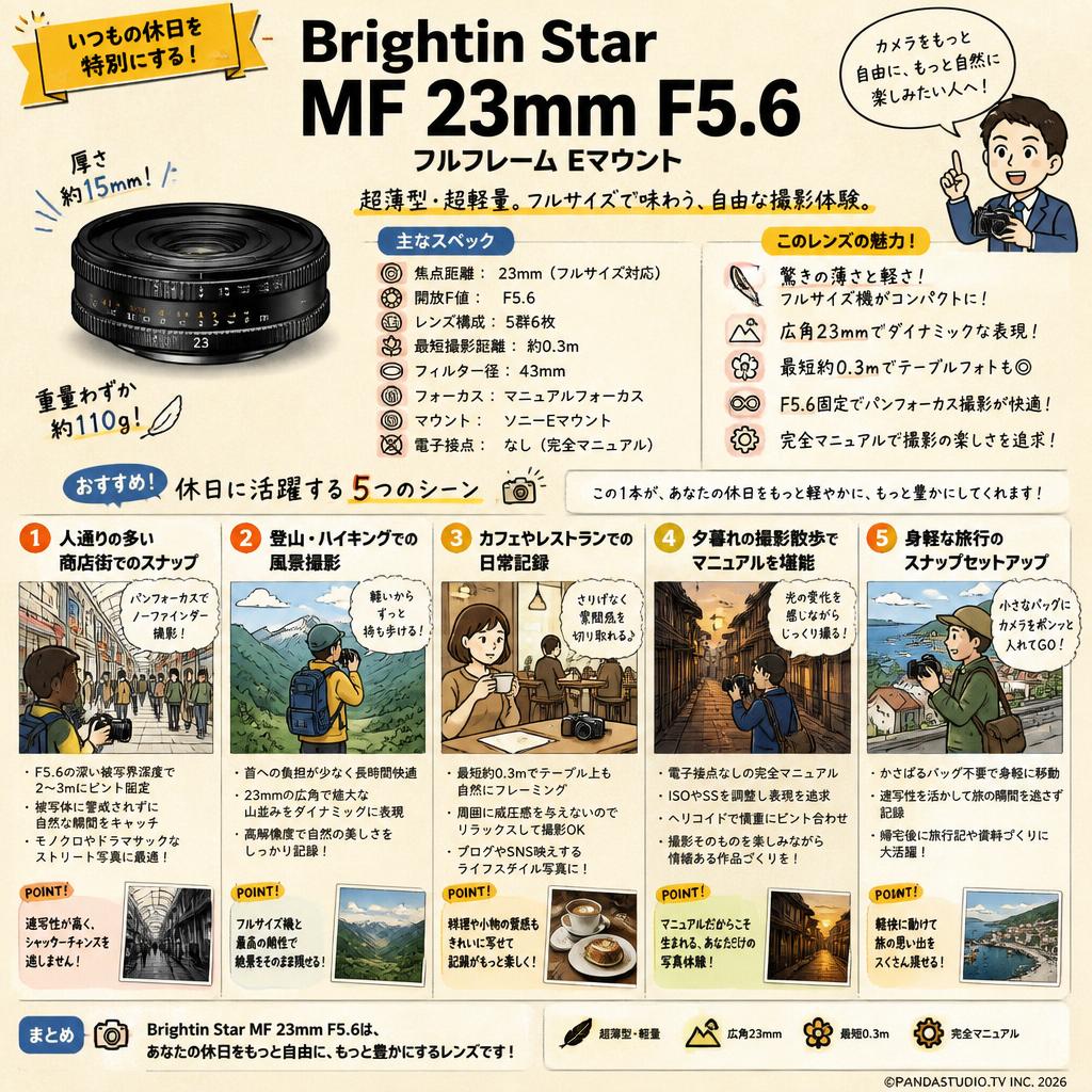 Brightin Star MF 23mm F5.6 フルフレーム Eマウント 用途