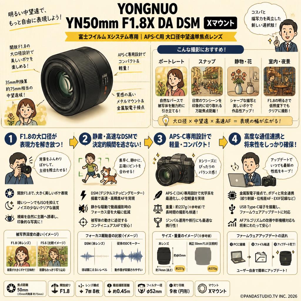 YONGNUO YN50mm F1.8X DA DSM Xマウント 概要