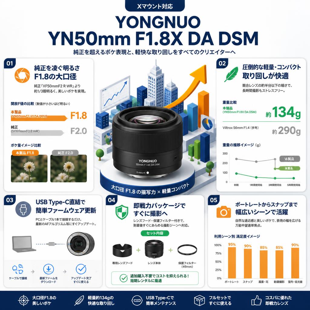 YONGNUO YN50mm F1.8X DA DSM Xマウント セールスポイント