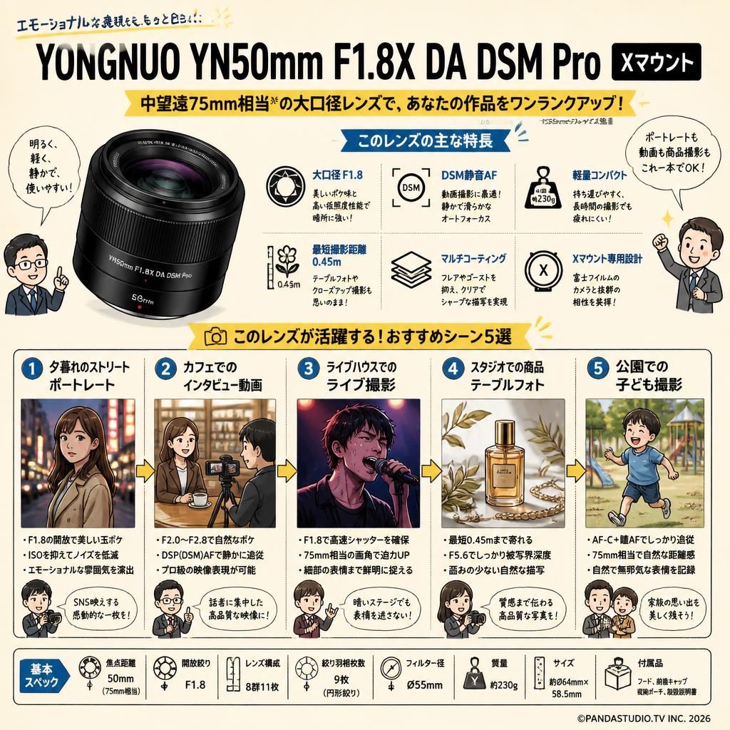 YONGNUO YN50mm F1.8X DA DSM Pro Xマウント 用途